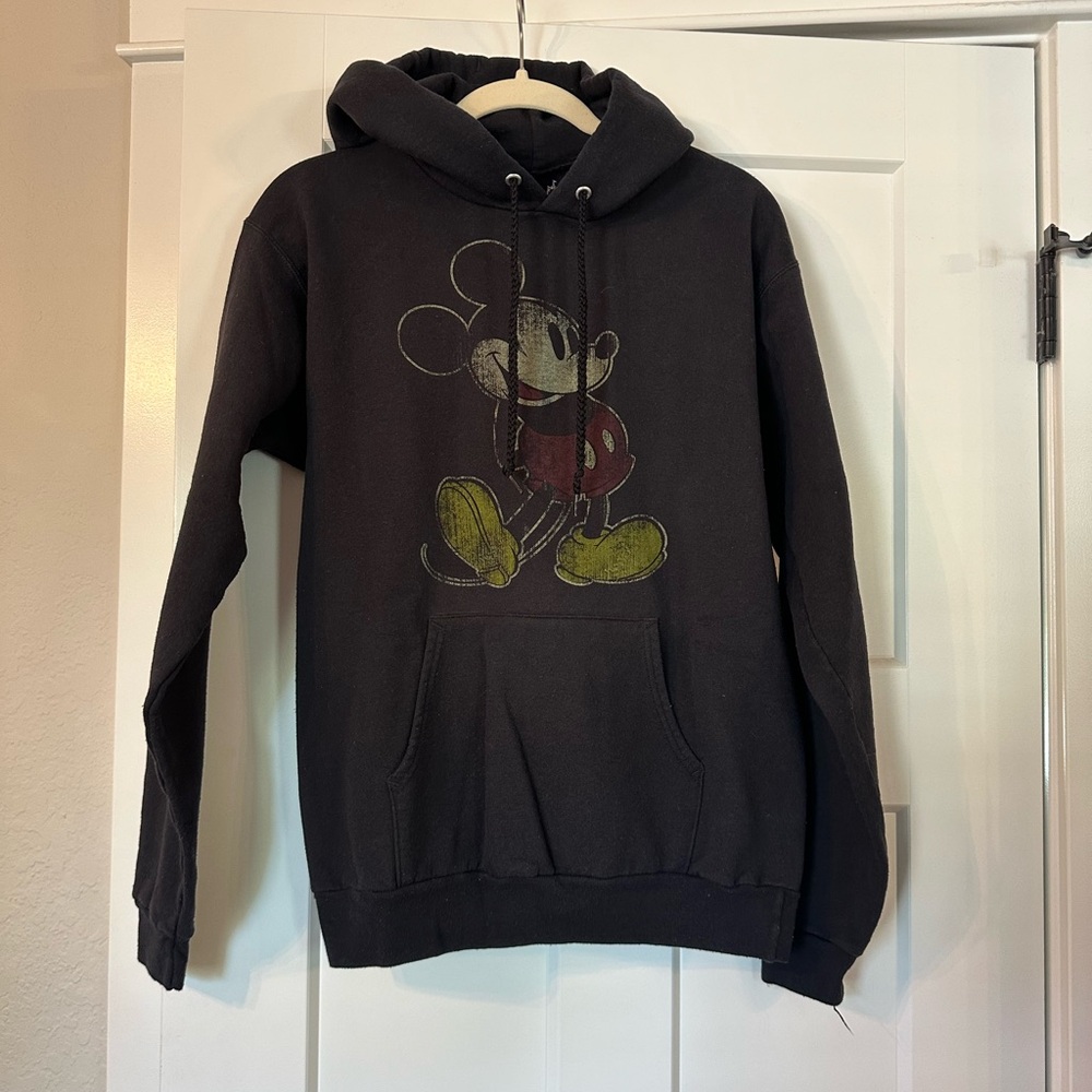 Disneyland Mickey Black Cotton Blend Sweatshirt Casual Pullover